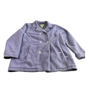 LL BEAN Vintage Women's Button Front Blend Fleece Like Jacket Coat Sz. L Purple‎